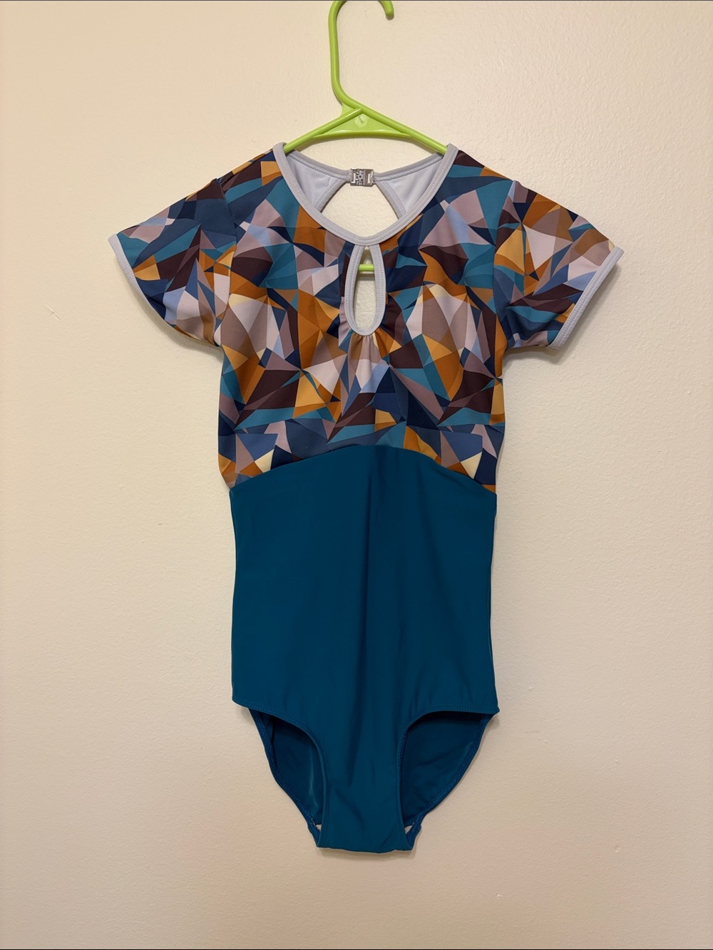 Eleve Dancewear Geometric Print Teal Leotard